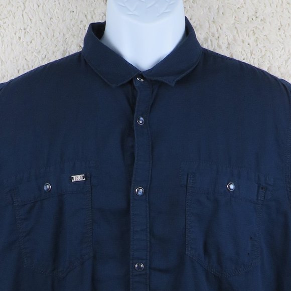 I-N-C* Men's Short Sleeve Button Down Curved Hem Chest Pocket Shirt~ Size XL - Picture 6 of 12